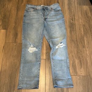 Womens Blue Distressed Jeans
